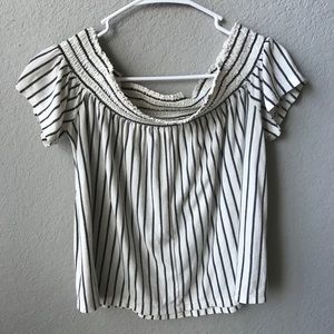 gray/white off the shoulder top